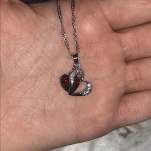 Red Heart Rhinestone Necklace